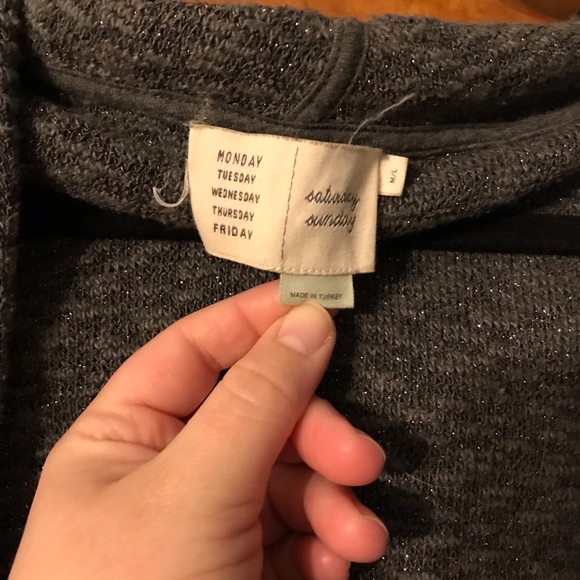 Anthropologie M/L Cardigan, Gray with Tinsel, hooded - Picture 3 of 10